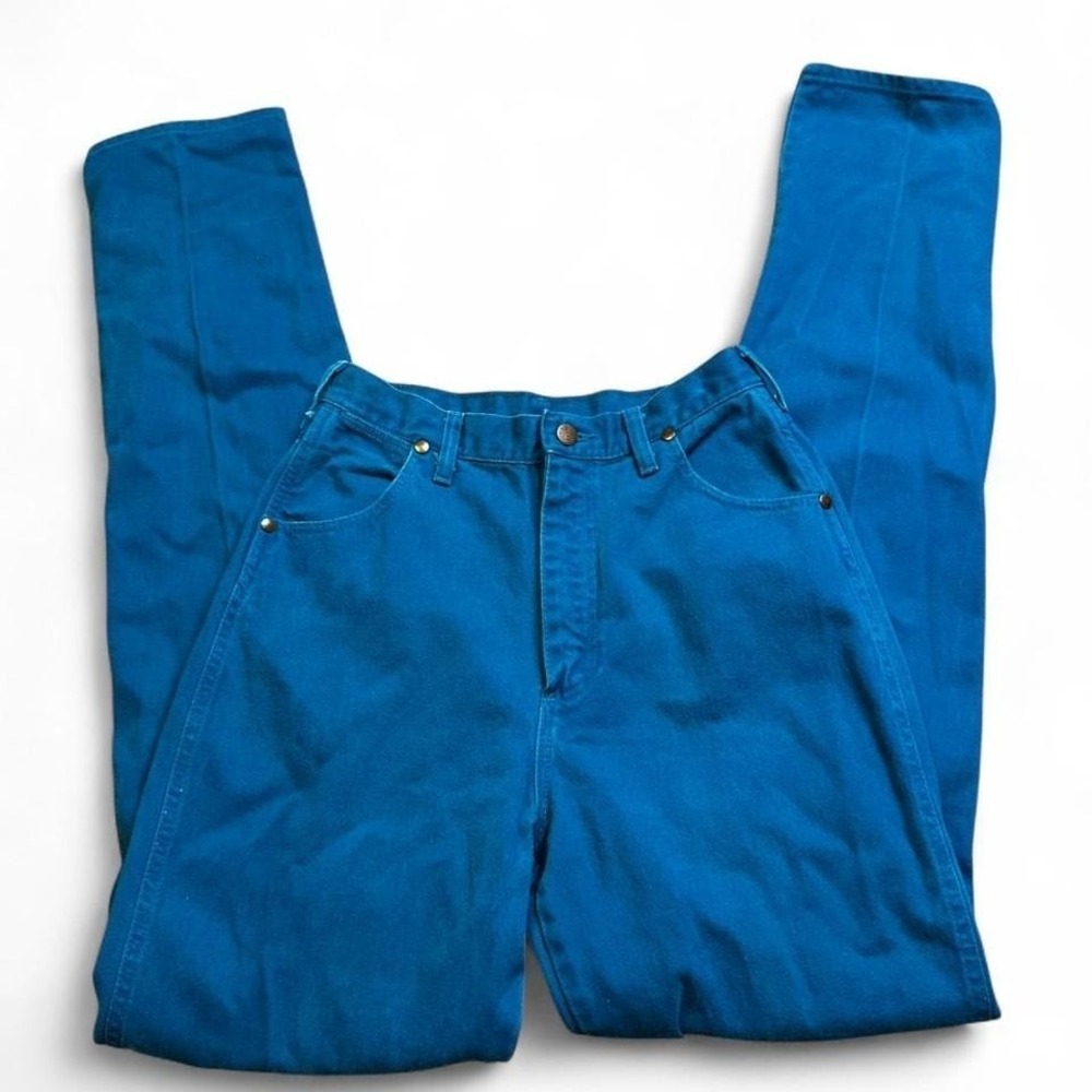 Vintage Wrangler western rodeo cowgirl denim teal blue jeans size‎ 9/10